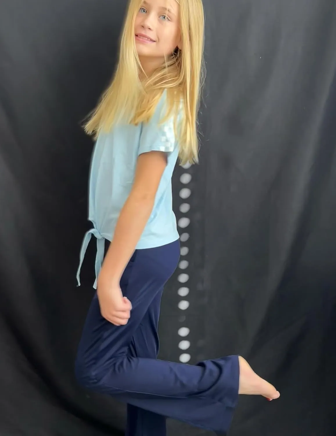 Zaclotre Girls Flare Leggings High Waisted V Crossover Casual Yoga Bell Bottoms with Pockets Pants for Kid
