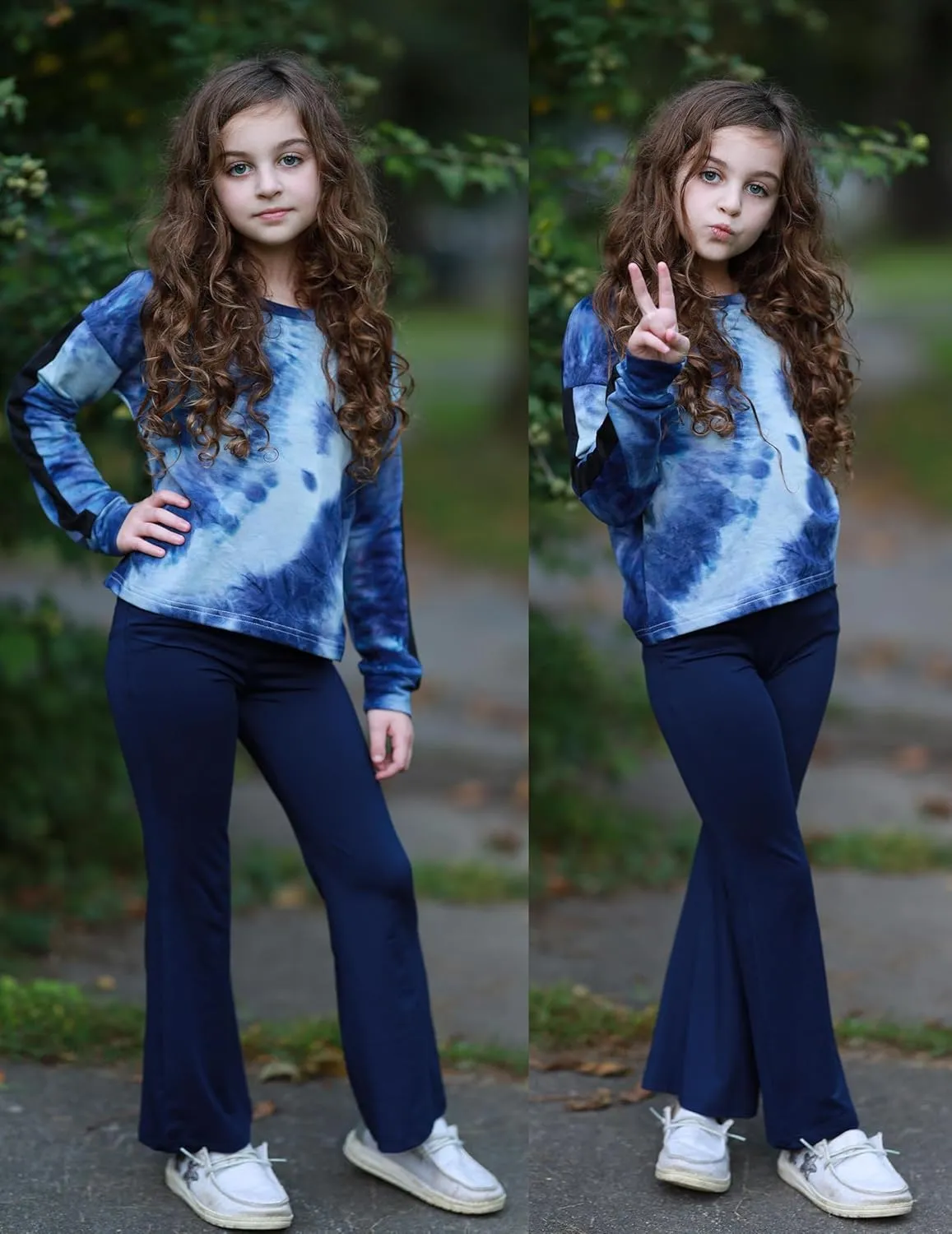 Zaclotre Girls Flare Leggings High Waisted V Crossover Casual Yoga Bell Bottoms with Pockets Pants for Kid