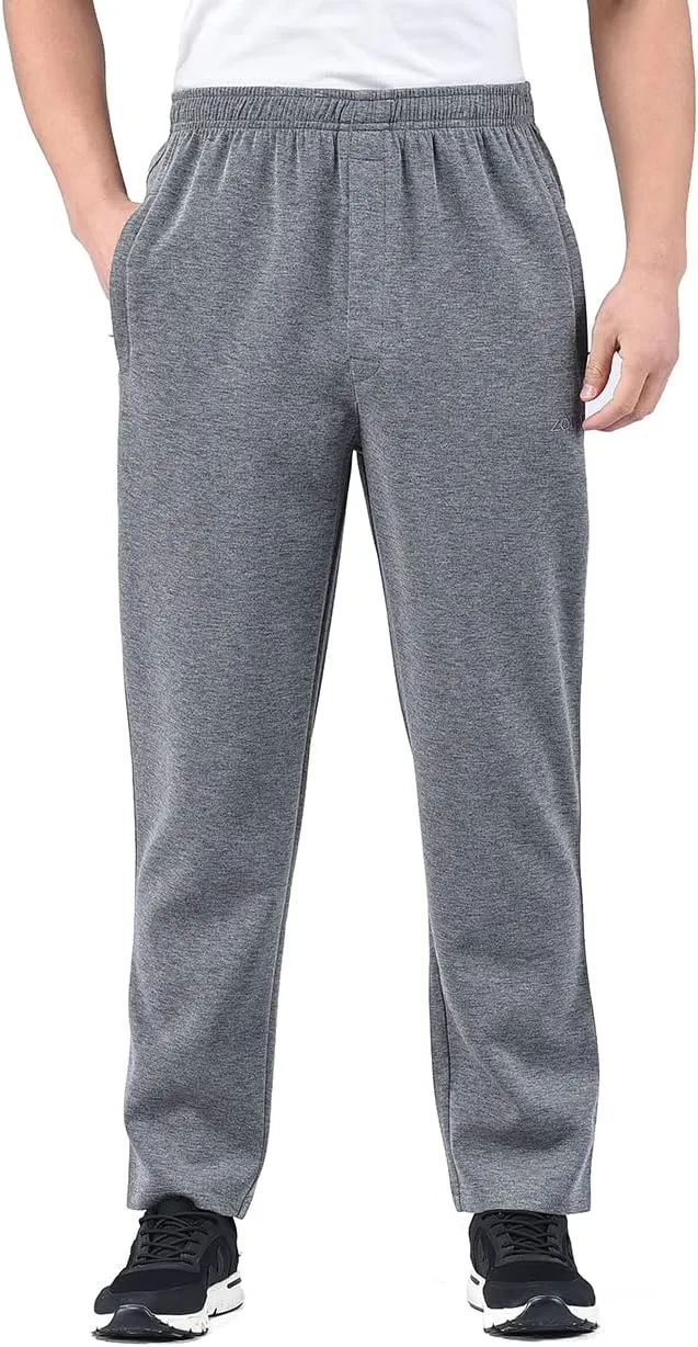 Zoulee New Men's Classic Drawstring-Waist Jogger Pants Sweatpants with Zipper Fly