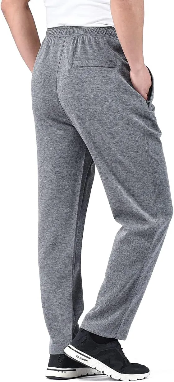 Zoulee New Men's Classic Drawstring-Waist Jogger Pants Sweatpants with Zipper Fly